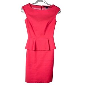 French Connection Pink Peplum Dress Sleeveless Sheath Career Cocktail